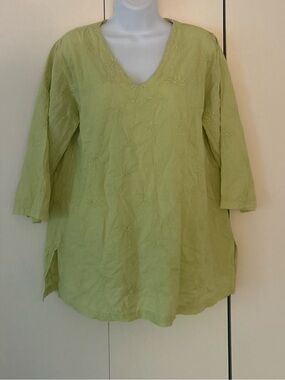 Cottonseed Cotton embroidered V-neck tunic S